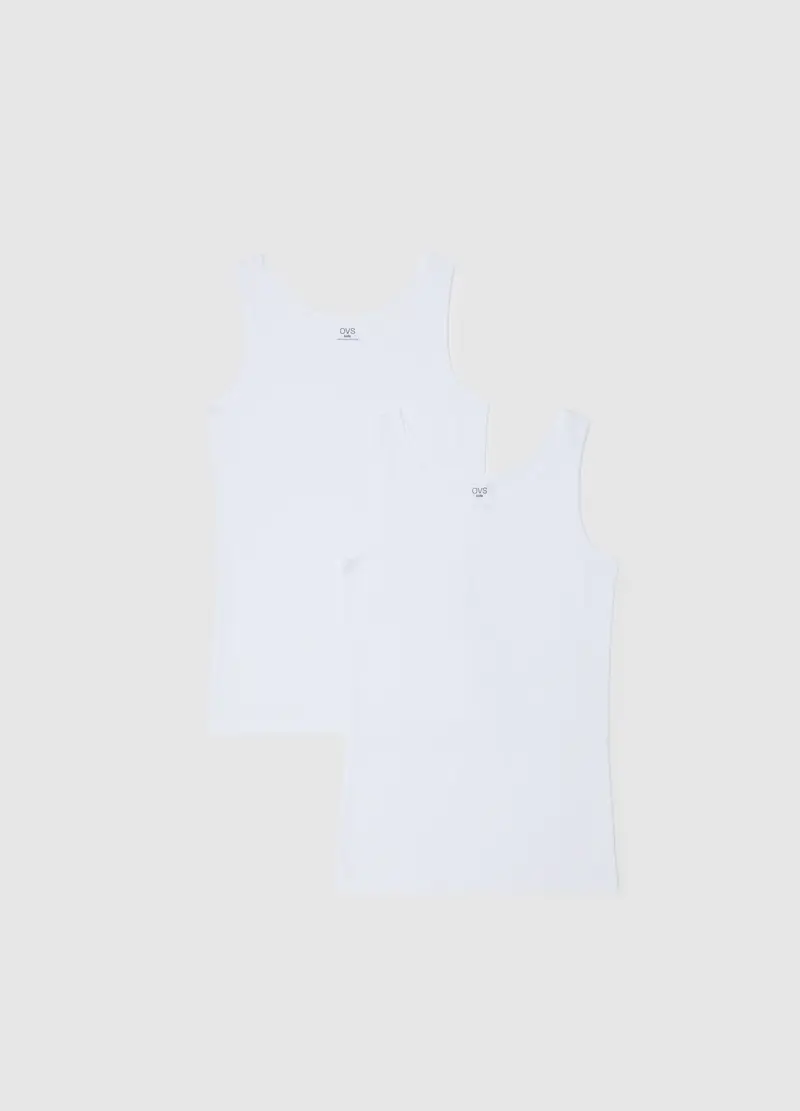 Canottiera Bianca In Cotone Per Bambina, Bianco