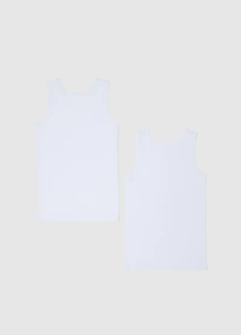 Canottiera Da Bambino In Puro Cotone Bianca Regular Fit, Bianco miniatura 2