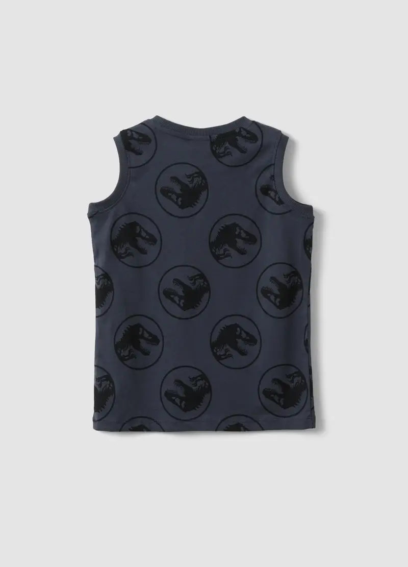 Canottiera In Puro Cotone Grigia Da Bambino Oversize Fit Con Stampa, Grigio miniatura 2