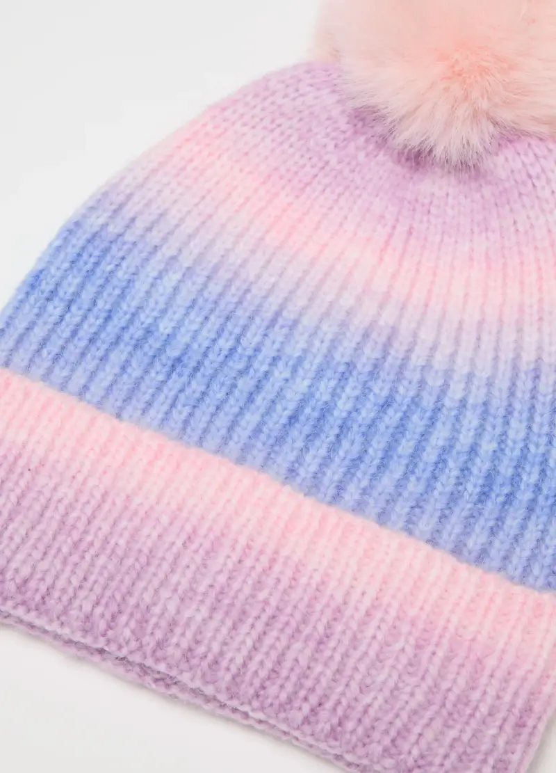 Cappello Da Bambina Multicolor Con Pon Pon, Multicolor miniatura 2