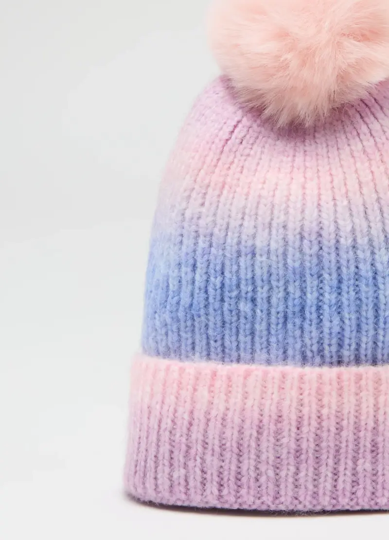 Cappello Da Bambina Multicolor Con Pon Pon, Multicolor miniatura 3