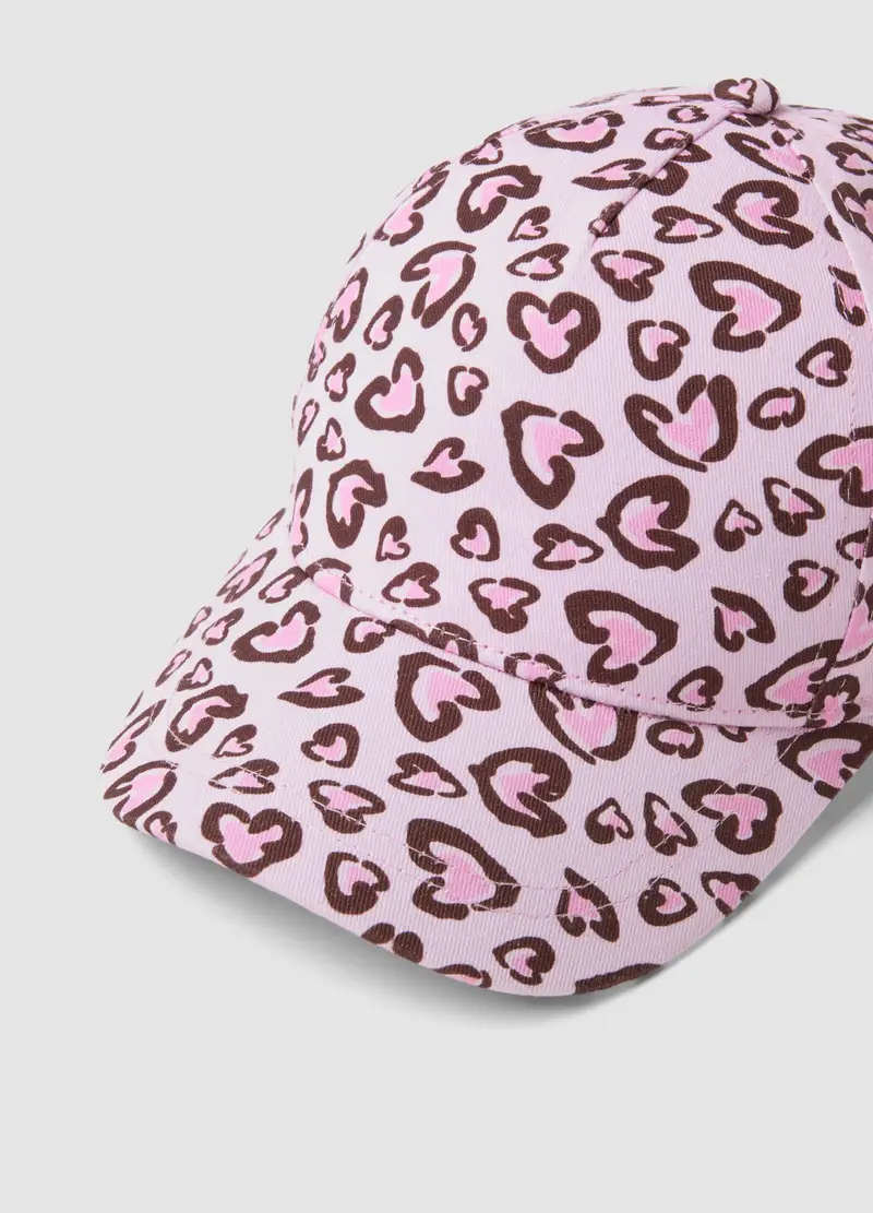 Cappello Da Baseball In Puro Cotone Multicolor Da Bambina Con Cuori, Multicolor miniatura 2