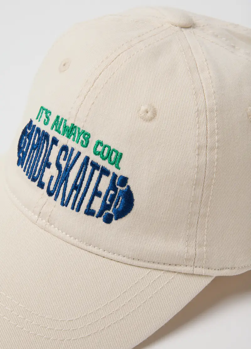 Cappello In Puro Cotone Beige Regular Fit Da Bambino, Beige miniatura 3