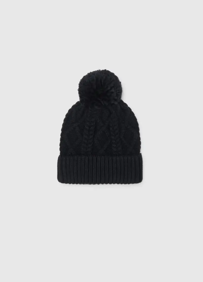 Cappello Nero Da Bambino Con Pompon, Nero