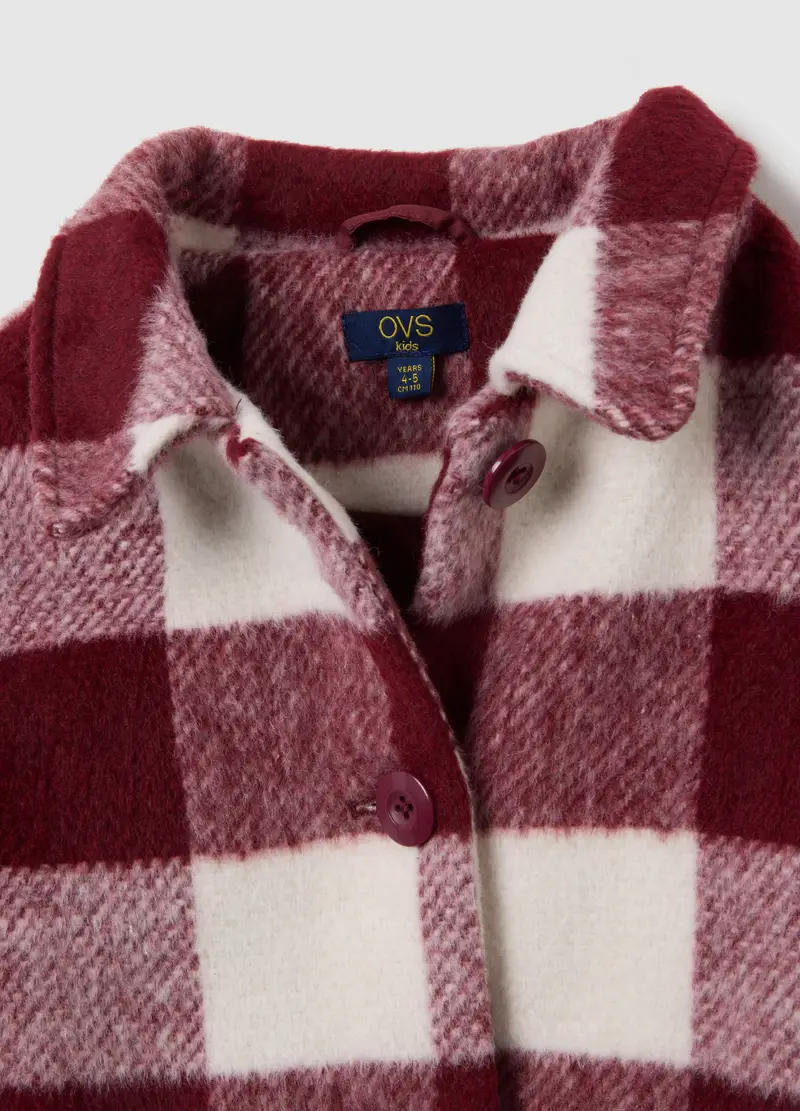 Cappotto Da Bambina In Misto Lana Multicolor Regular Fit A Quadri, Multicolor miniatura 3