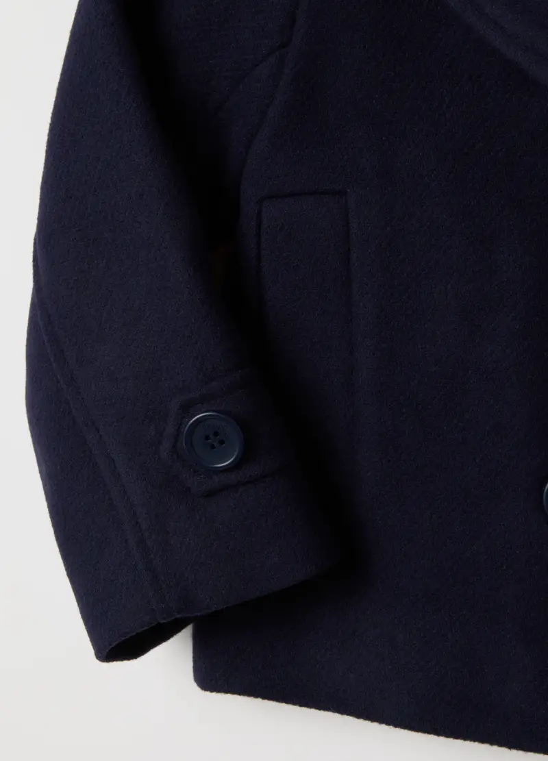 Cappotto Doppiopetto Da Bambina Blu Con Bottoni, Blu miniatura 3