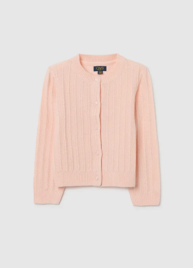Cardigan Da Bambina Rosa Regular Fit Con Bottoni, Rosa