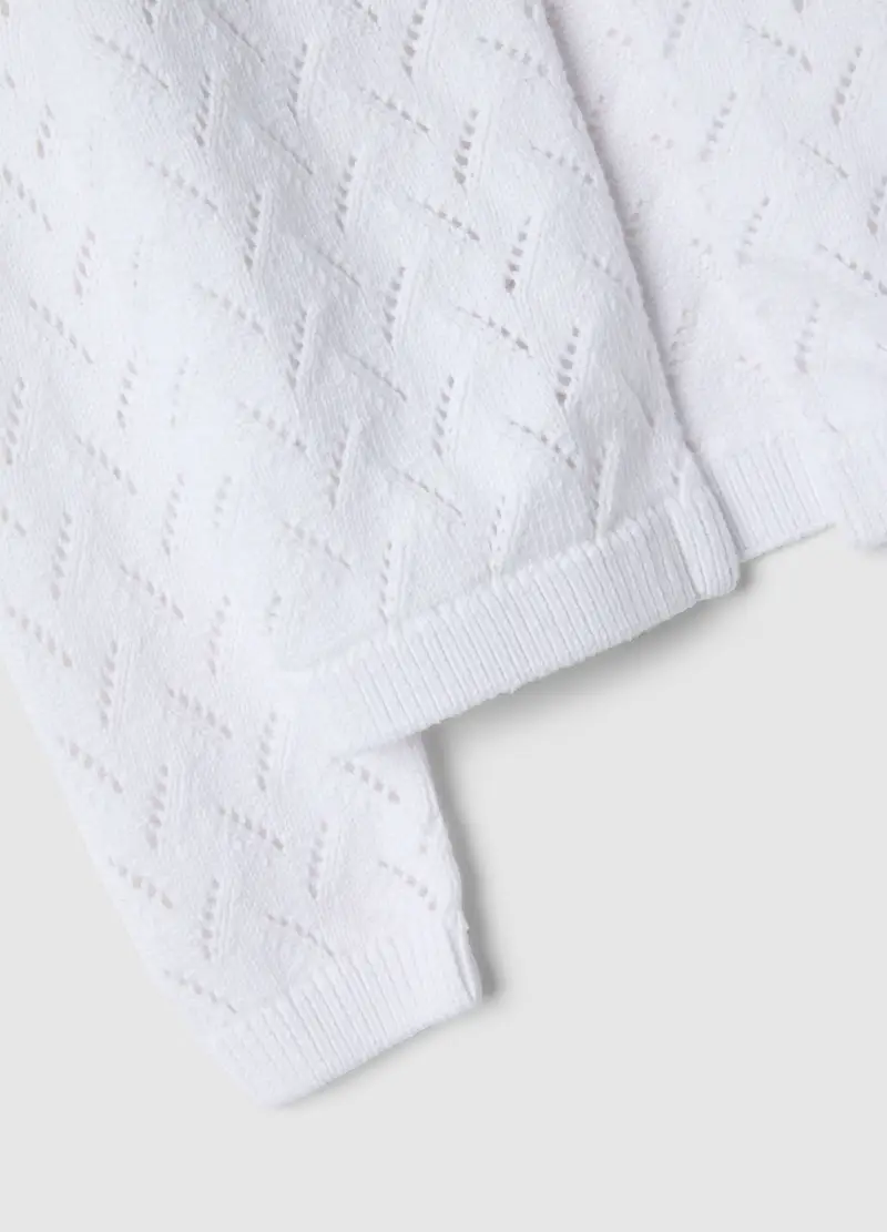 Cardigan In Puro Cotone Bianco Da Bambina Regular Fit Con Bottone, Bianco miniatura 3