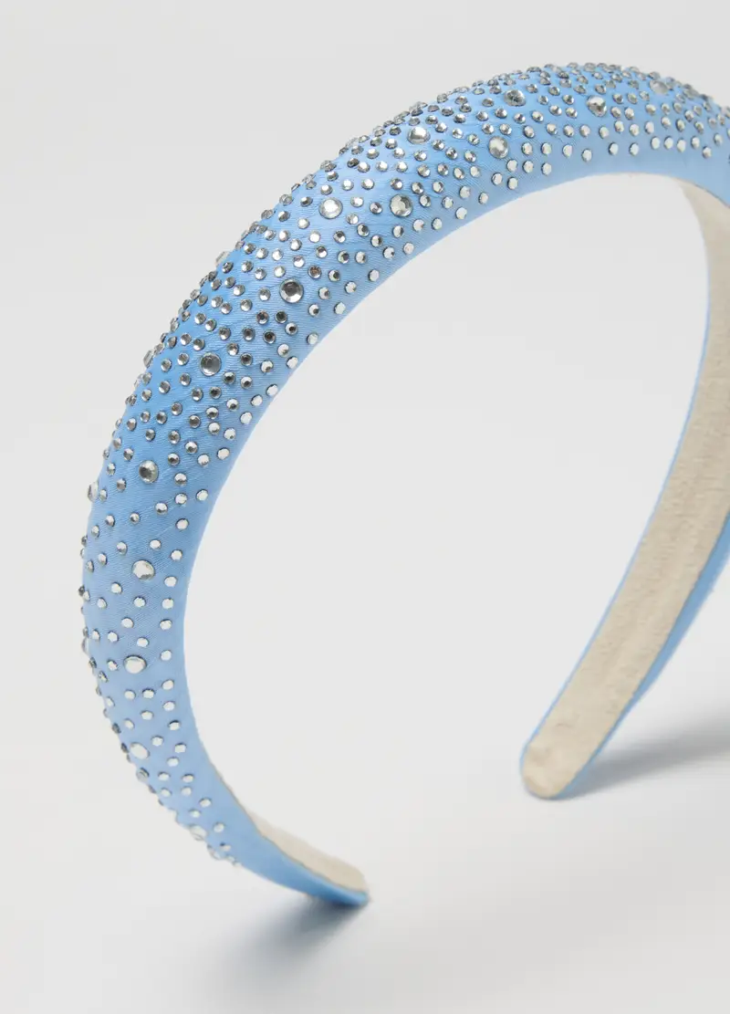 Cerchietto Da Bambina Azzurro Con Strass, Azzurro miniatura 3