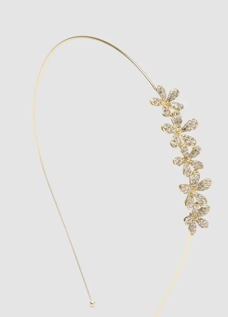 Cerchietto Dorato Da Bambina Con Decorazione Floreale, Oro miniatura 3