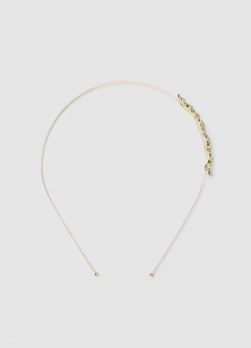 Cerchietto Dorato Da Bambina Con Decorazione Floreale, Oro