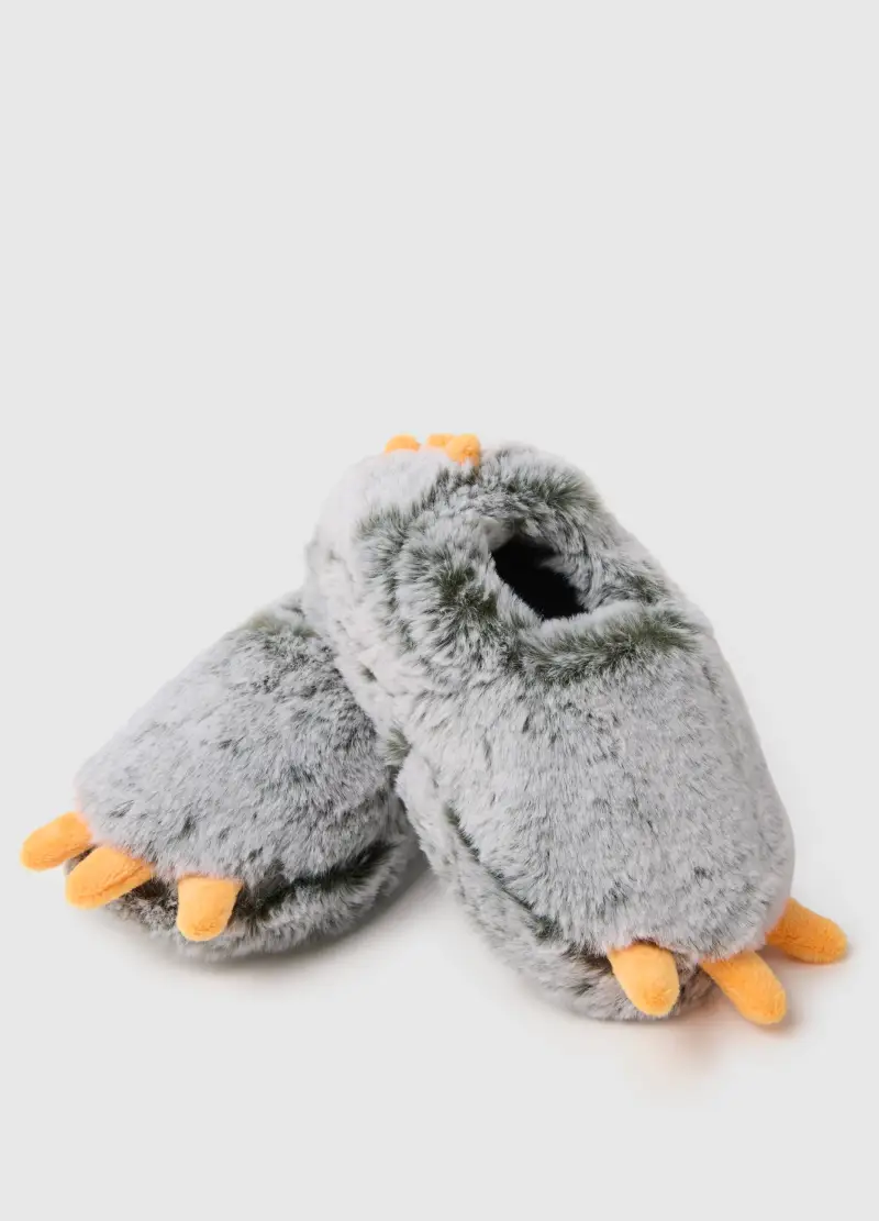 Ciabatte Da Bambino In Peluche Multicolor, Multicolor miniatura 3