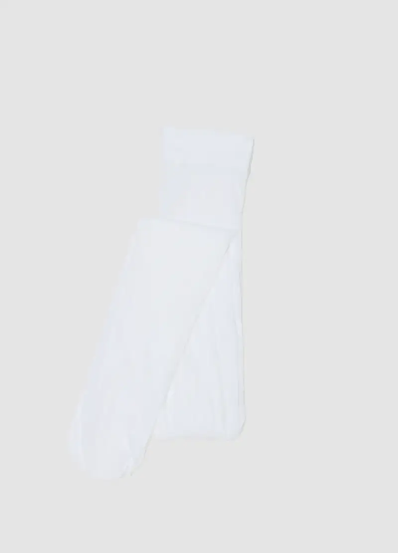 Collant Bianchi Da Bambina Con Texture Floreale, Bianco