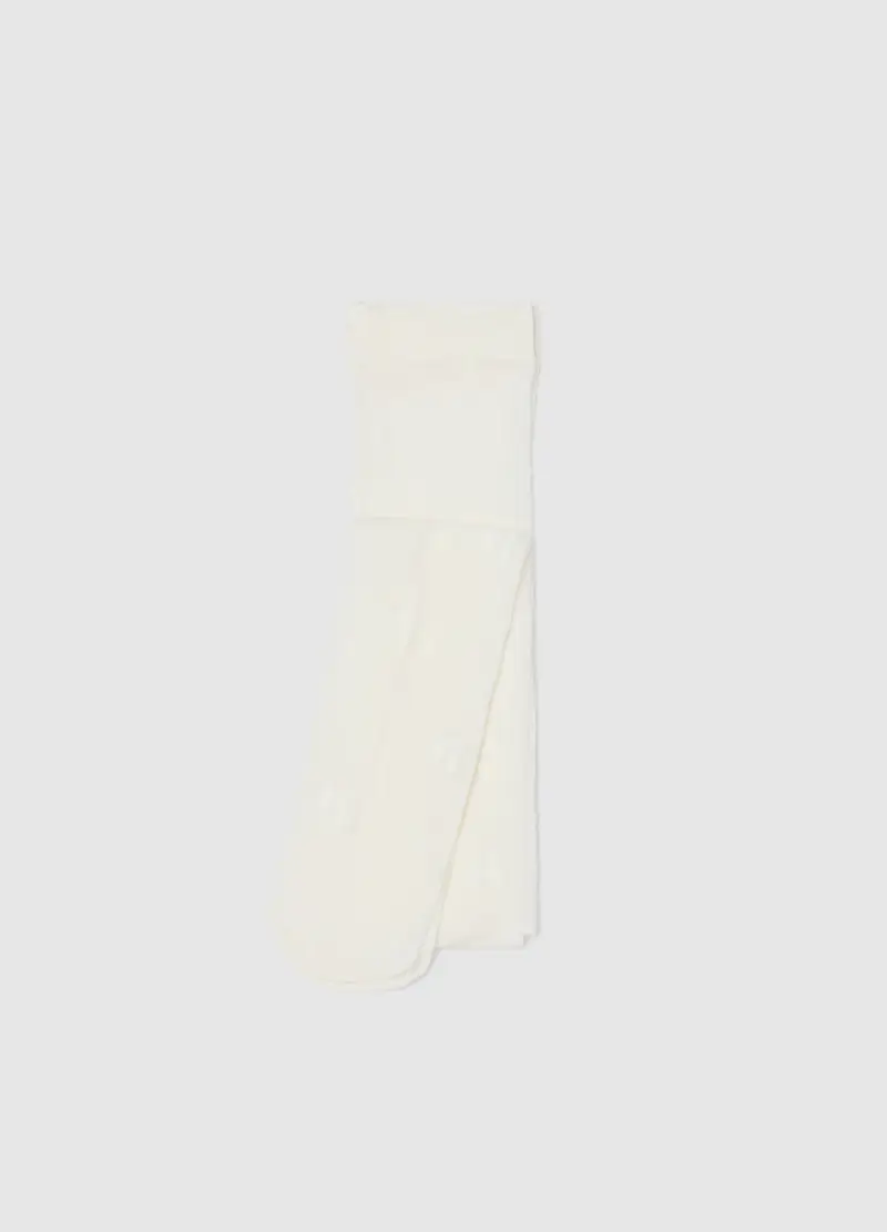 Collant Bianchi Da Bambina Con Texture Mesh, Bianco