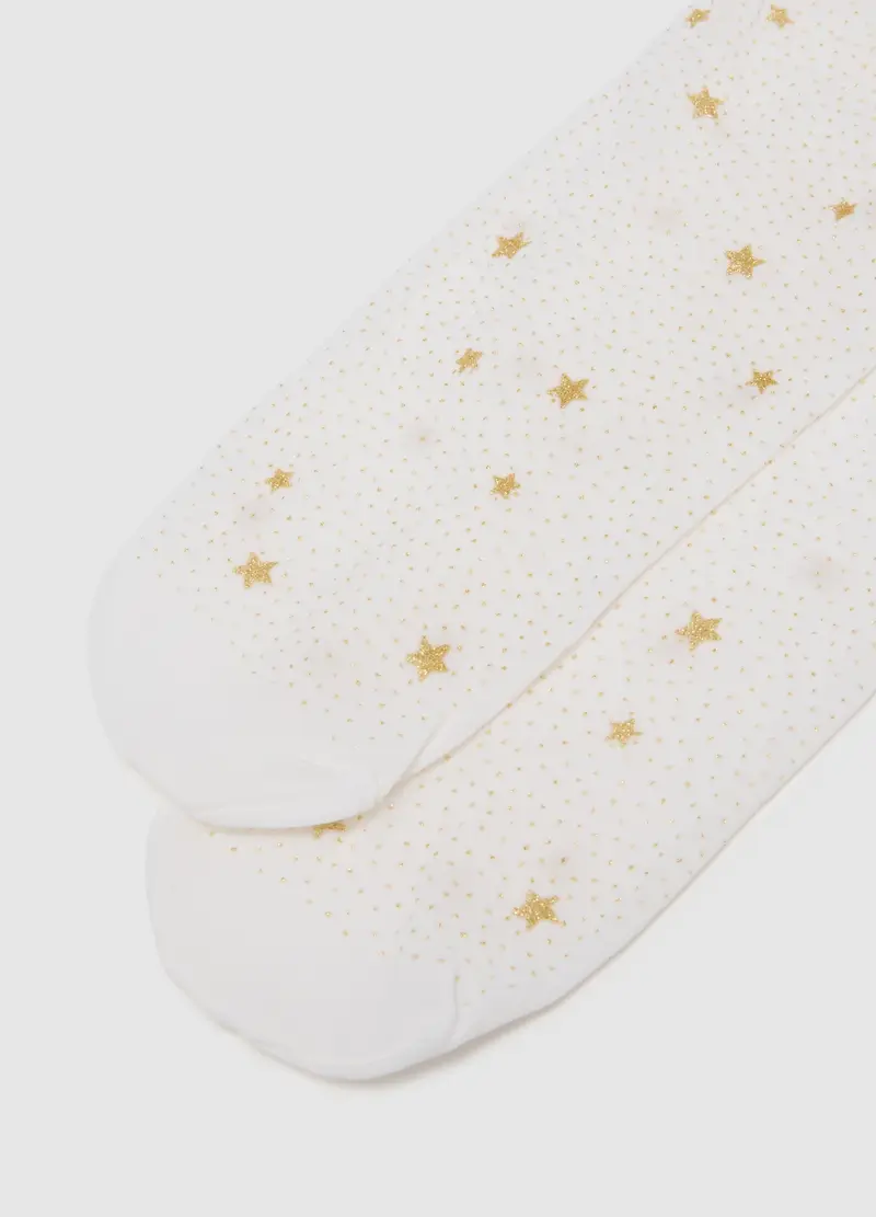 Collant Bianco Con Stelle Dorate, Bambina, Bianco miniatura 3