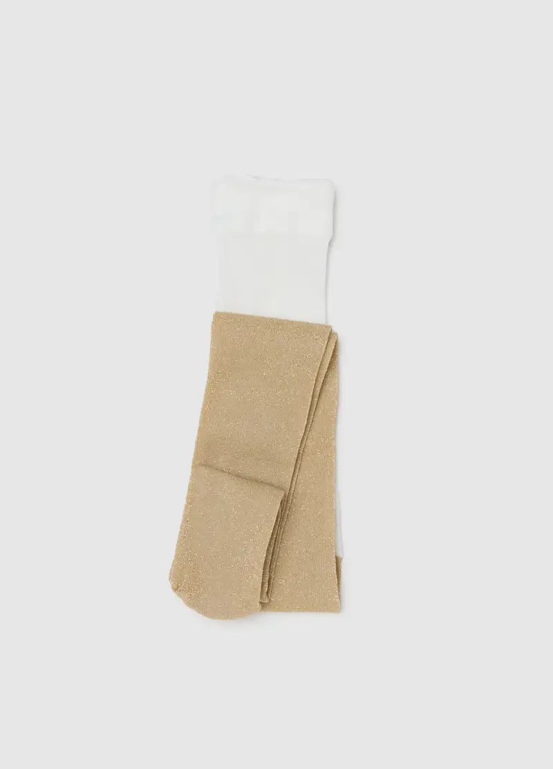 Collant Da Bambina Beige Con Glitter, Multicolor