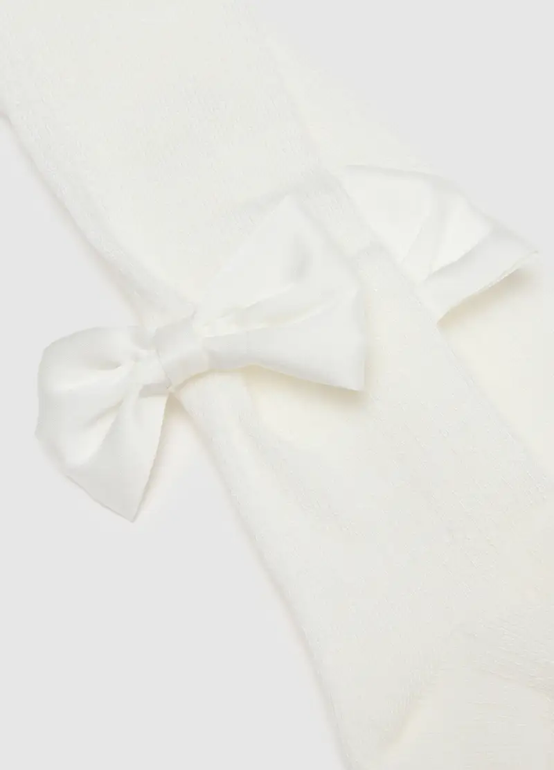 Collant Da Bambina Bianchi Con Fiocco, Bianco miniatura 2