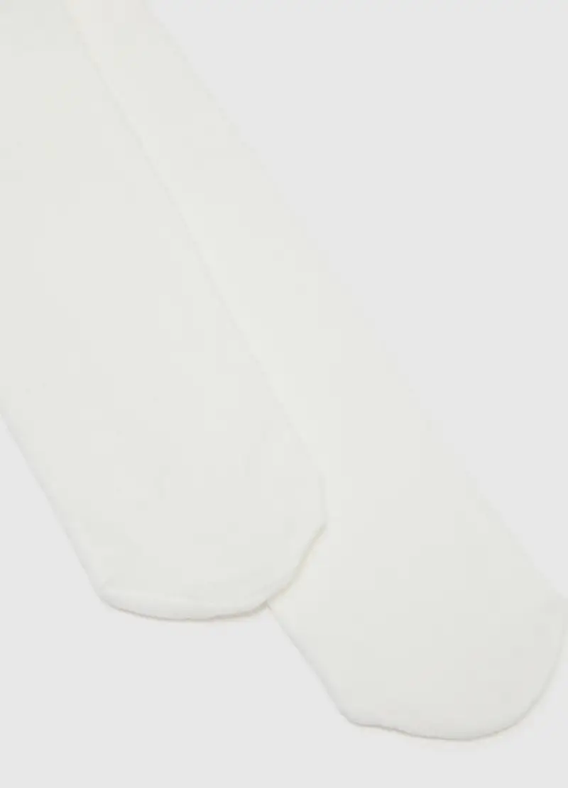 Collant Da Bambina In Misto Cotone Bianco Elasticizzato, Bianco miniatura 2