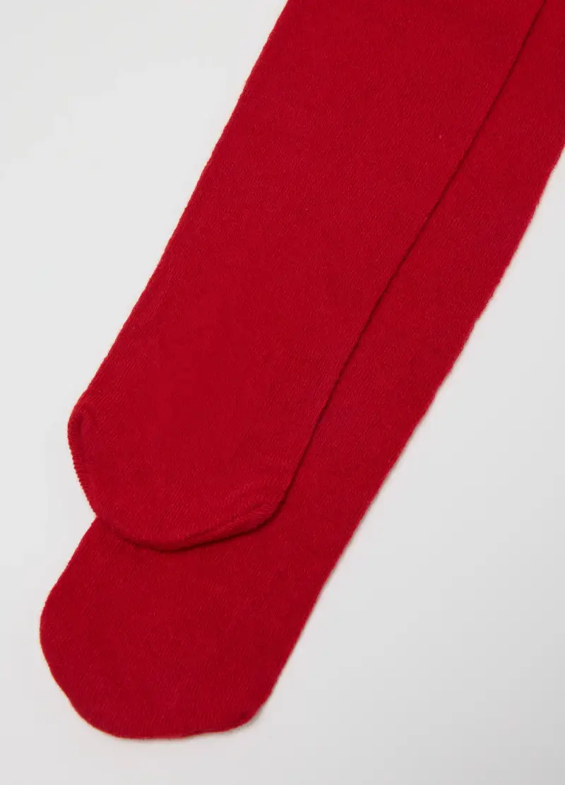 Collant Da Bambina In Misto Cotone Rosso Elasticizzato, Rosso miniatura 2