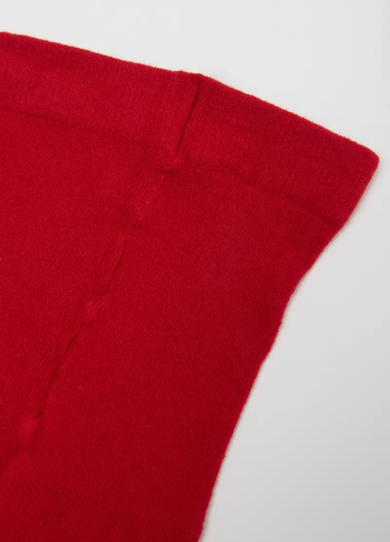 Collant Da Bambina In Misto Cotone Rosso Elasticizzato, Rosso miniatura 3