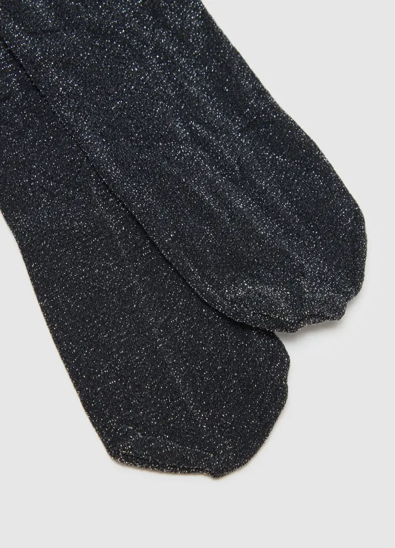 Collant Neri Con Glitter Da Bambina In Tessuto Elasticizzato, Nero miniatura 2