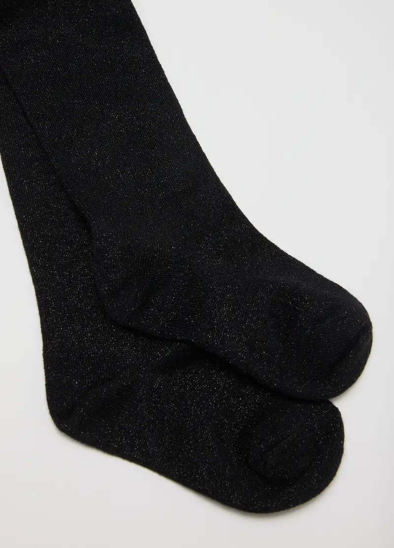 Collant Nero Con Fibre Metalliche, Bambina, Nero miniatura 2