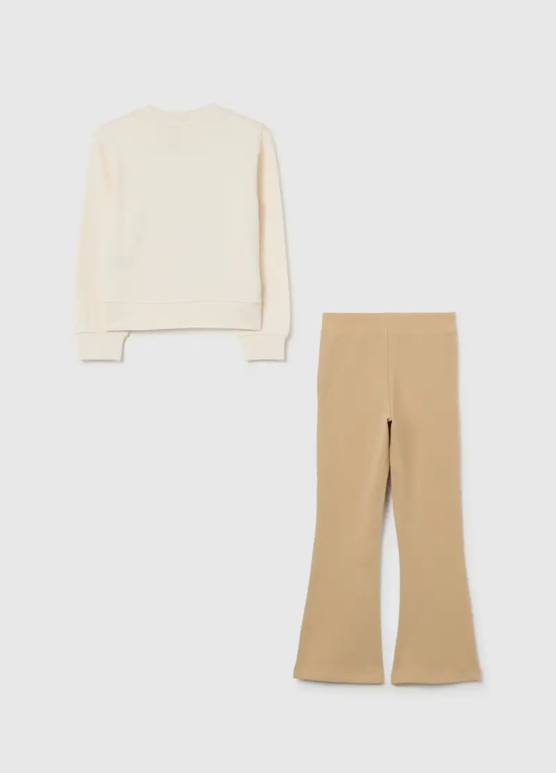 Completo Bianco E Beige Jogging Con Unicorno, Bambina, Beige miniatura 2