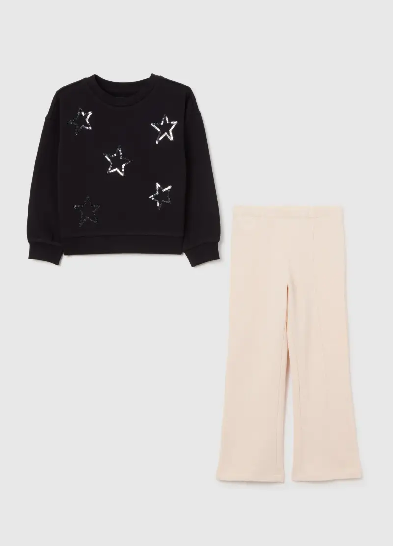 Completo Felpa Pantalone Multicolor Da Bambina In Puro Cotone Regular Fit, Multicolor