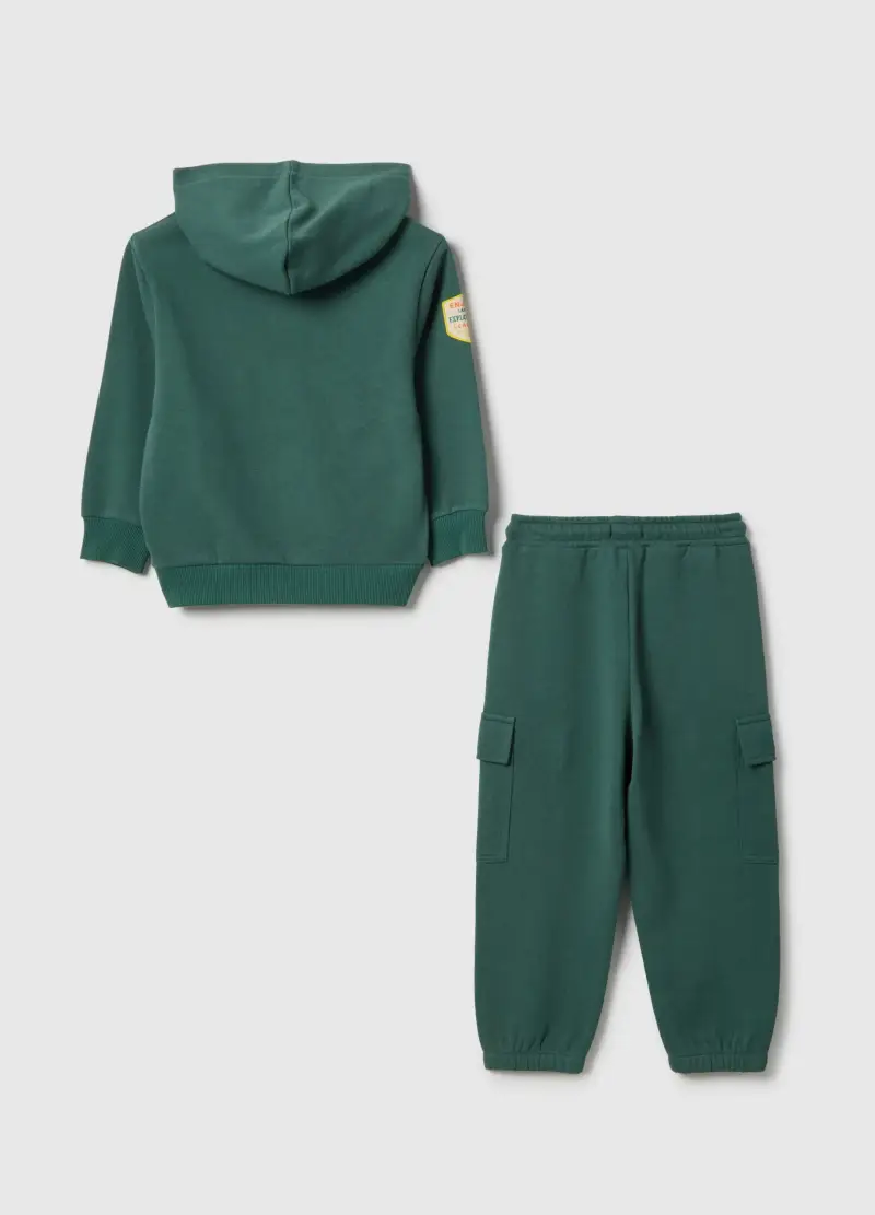 Completo Jogging Da Bambino In Misto Cotone Verde Regular Fit, Verde miniatura 2