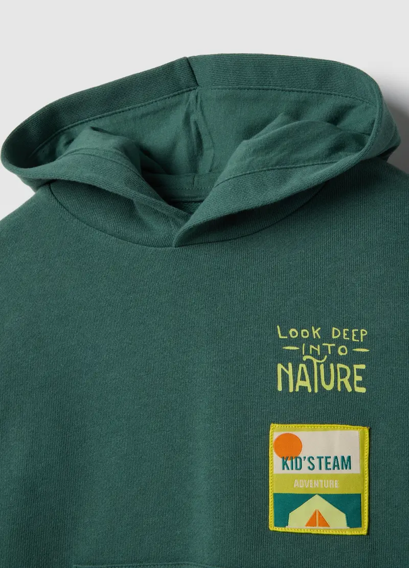 Completo Jogging Da Bambino In Misto Cotone Verde Regular Fit, Verde miniatura 3