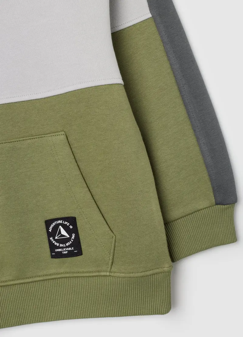 Completo Verde Con Cappuccio In Misto Cotone, Bambino, Nero miniatura 3