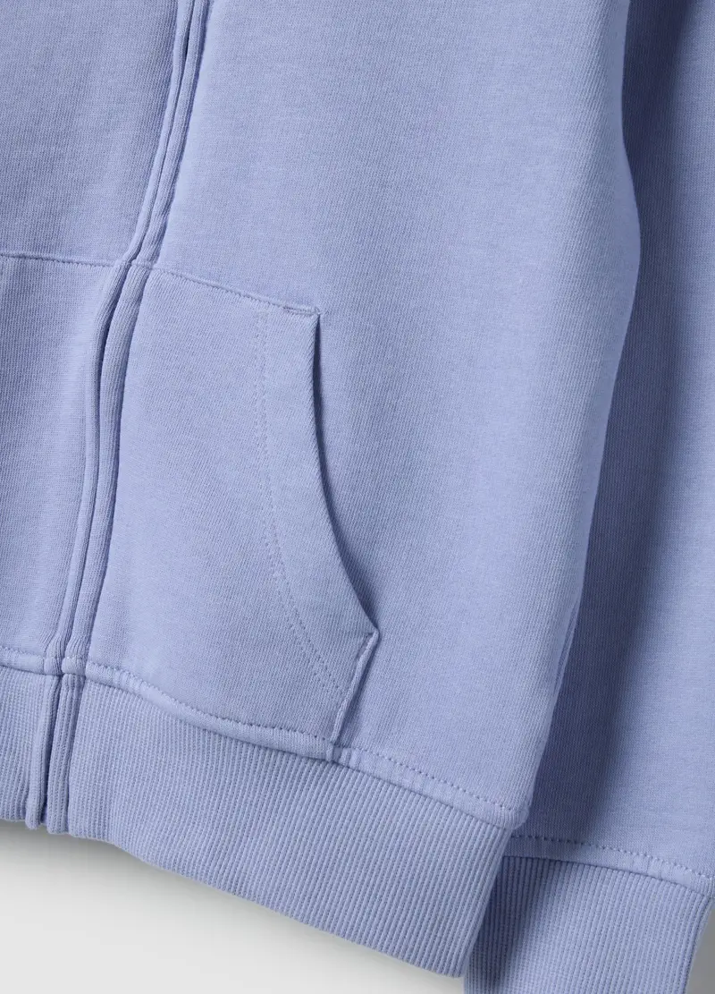 Felpa Azzurra Con Cappuccio Da Bambina In Puro Cotone Regular Fit, Azzurro miniatura 3