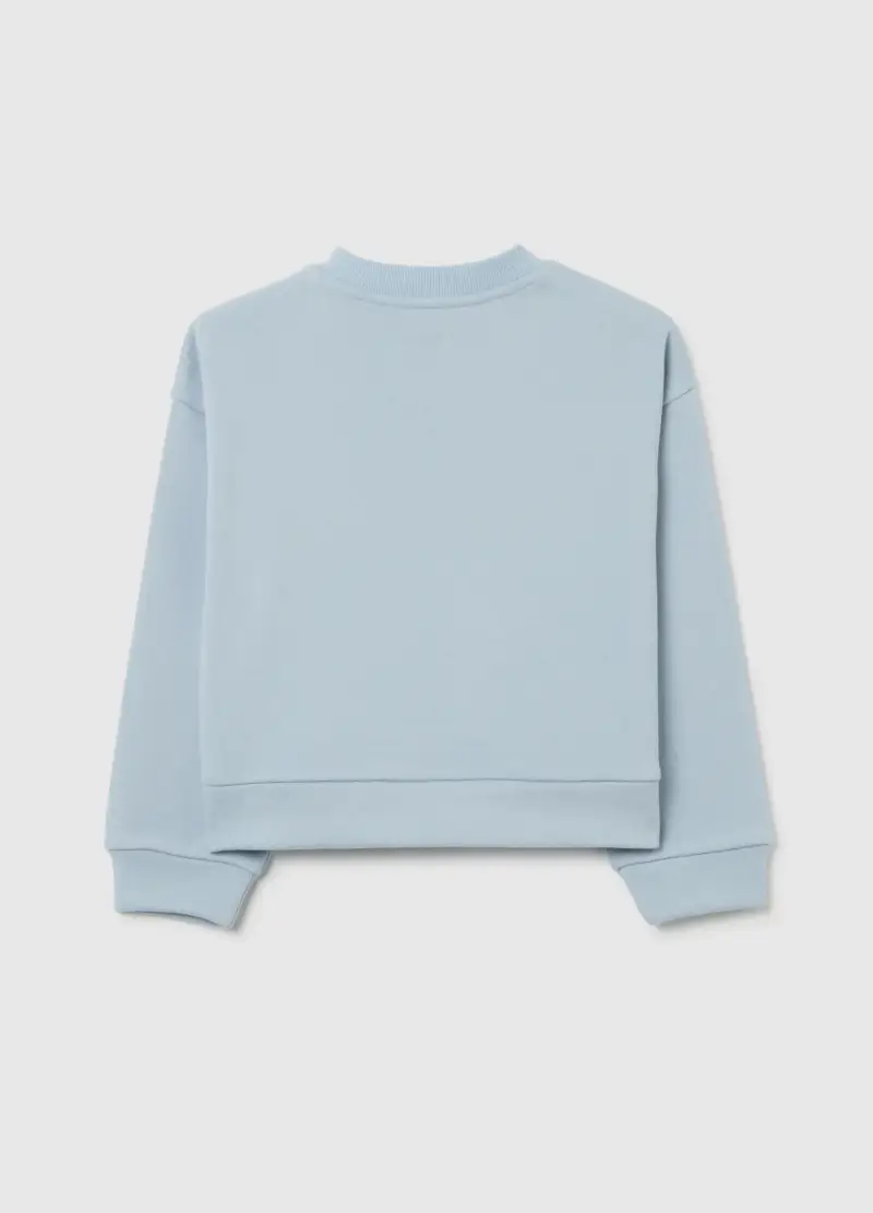 Felpa Azzurra Da Bambina In Misto Cotone Regular Fit Con Strass, Azzurro miniatura 2