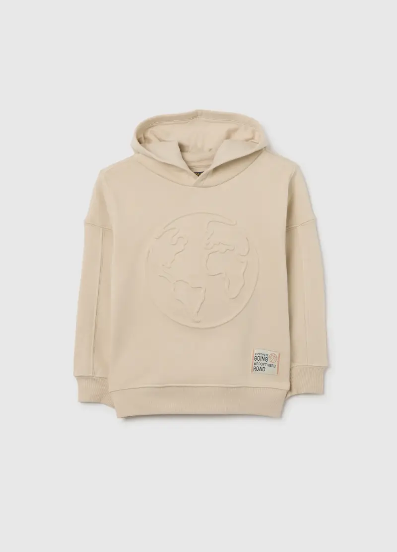 Felpa Beige Con Cappuccio Per Bambino, Beige