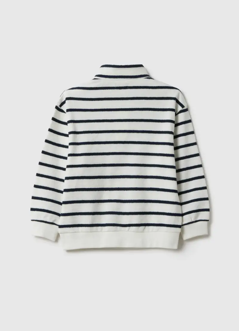 Ovs Kids Felpa Bianca a Righe con Zip a Mezza Lunghezza per Bambino miniatura 2