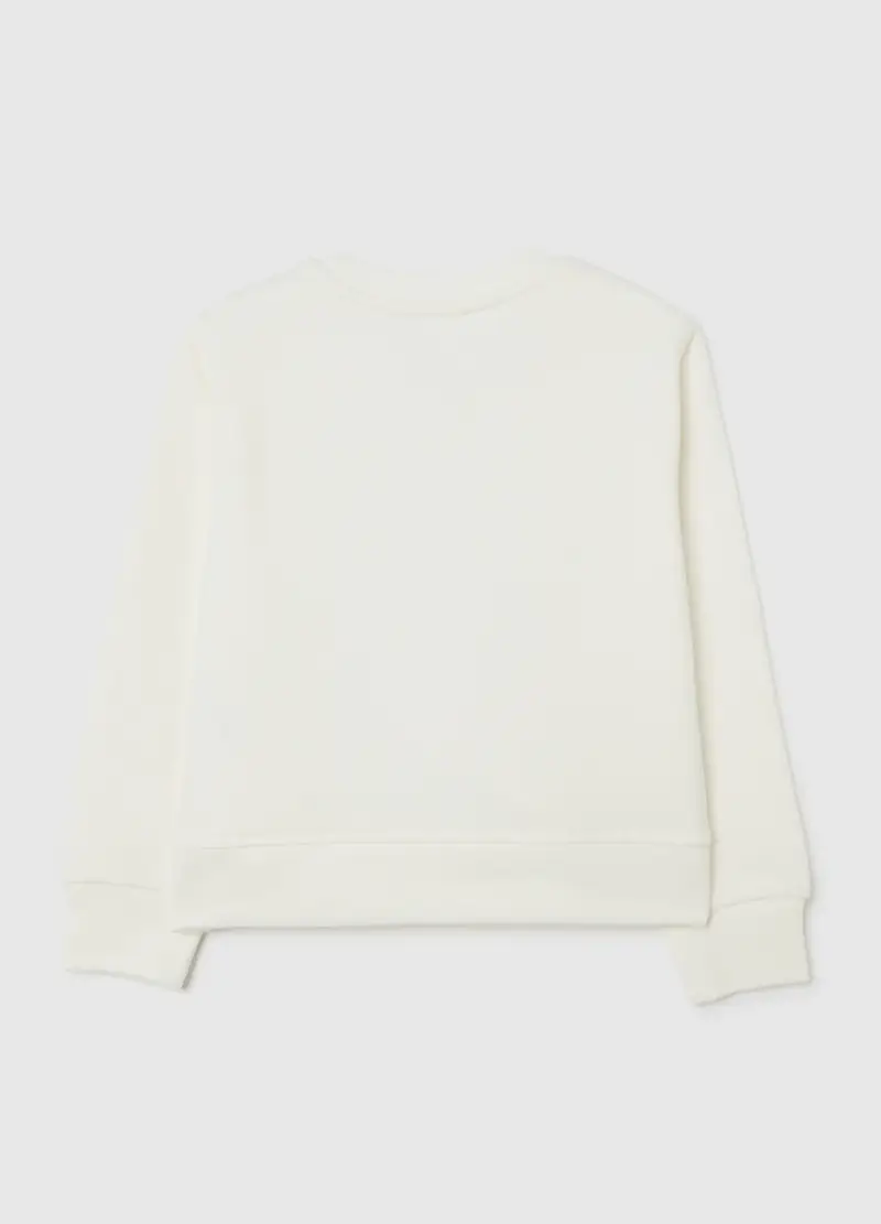 Felpa Bianca Da Bambina In Puro Cotone Con Stampa Cane Regular Fit, Bianco miniatura 2