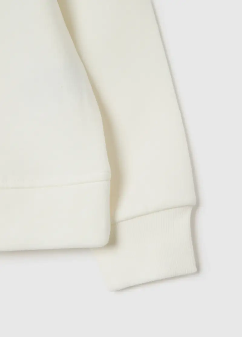 Felpa Bianca Da Bambina In Puro Cotone Con Stampa Cane Regular Fit, Bianco miniatura 3