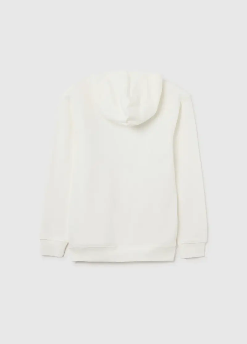 Felpa Bianca Da Ragazzo In Puro Cotone Regular Fit Con Scritta, Bambino, Bianco miniatura 2
