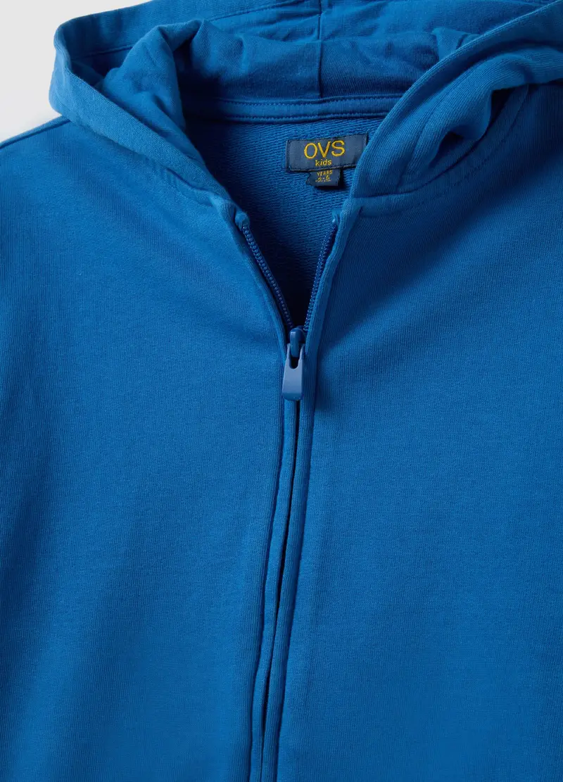 Felpa Blu Con Cappuccio Da Bambino In Puro Cotone Regular Fit, Blu miniatura 3