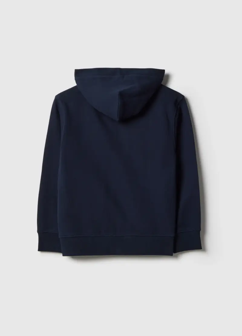 Felpa Blu Con Cappuccio E Zip Da Bambino In Puro Cotone Regular Fit, Blu miniatura 2