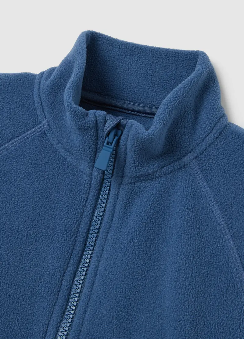 Felpa Blu Con Collo Alto E Full Zip Da Bambino Over Fit, Blu miniatura 3