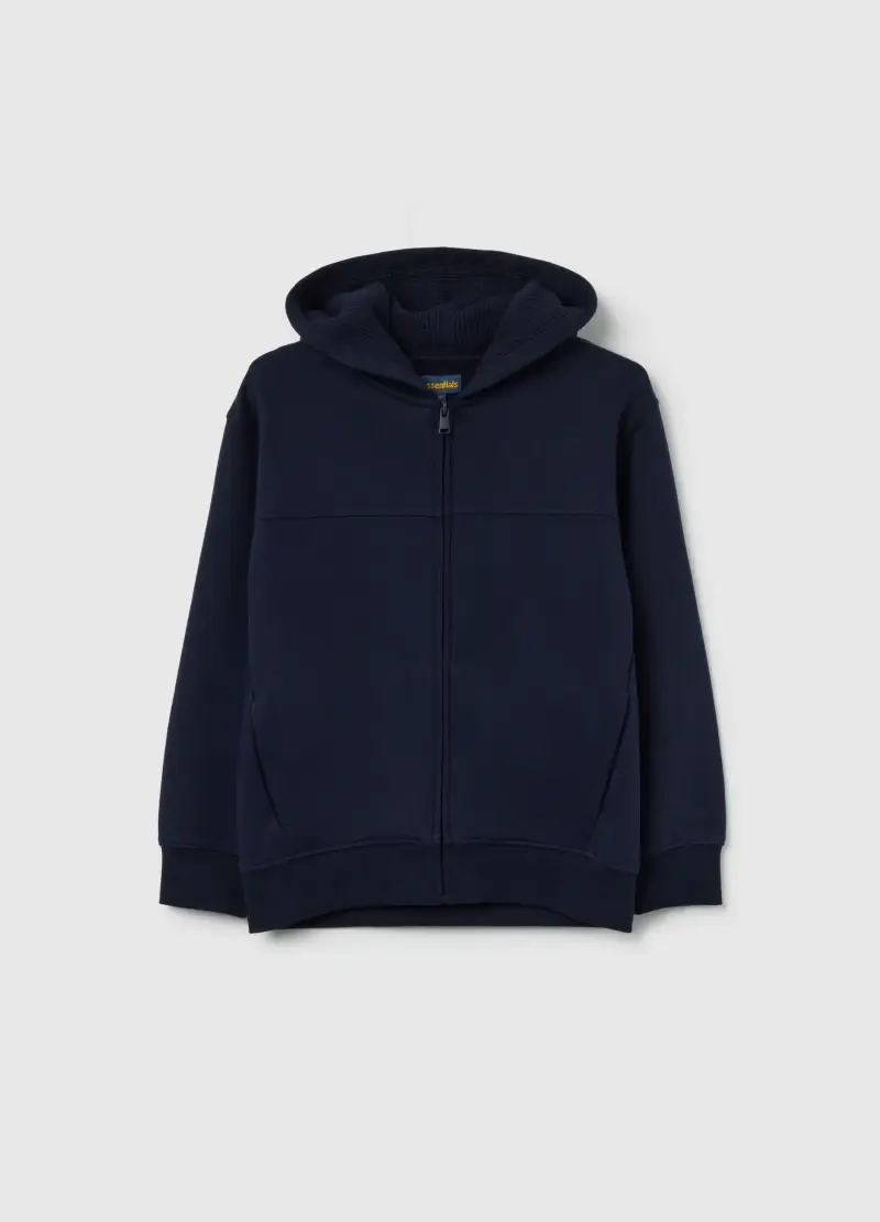 Felpa Blu Da Bambino In Puro Cotone Vestibilità Oversize Con Zip, Blu