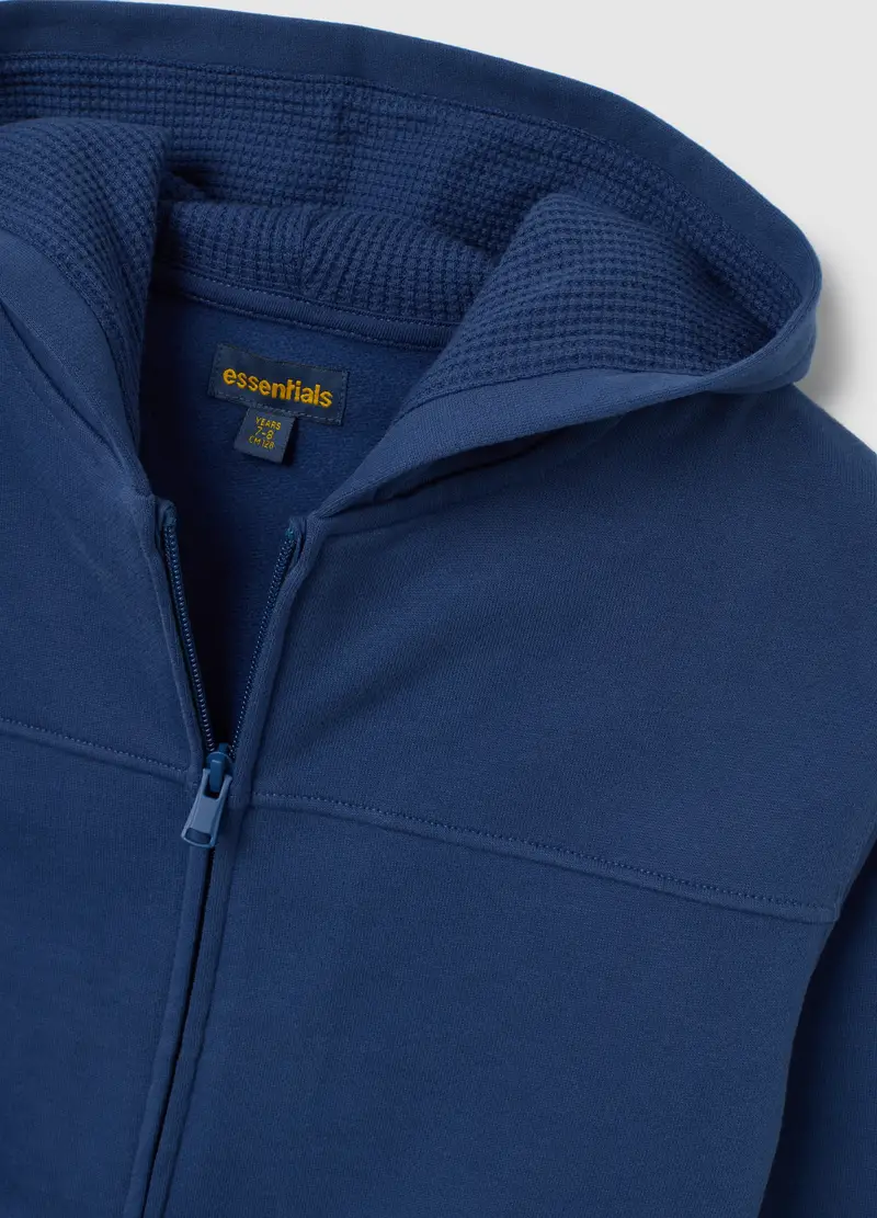 Felpa Blu Da Bambino In Puro Cotone Vestibilità Oversize Con Zip, Blu miniatura 3
