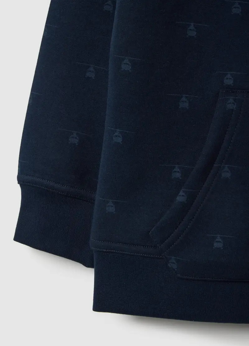 Felpa Blu Da Bambino Regular Fit Con Cappuccio E Zip Integrale, Blu miniatura 3