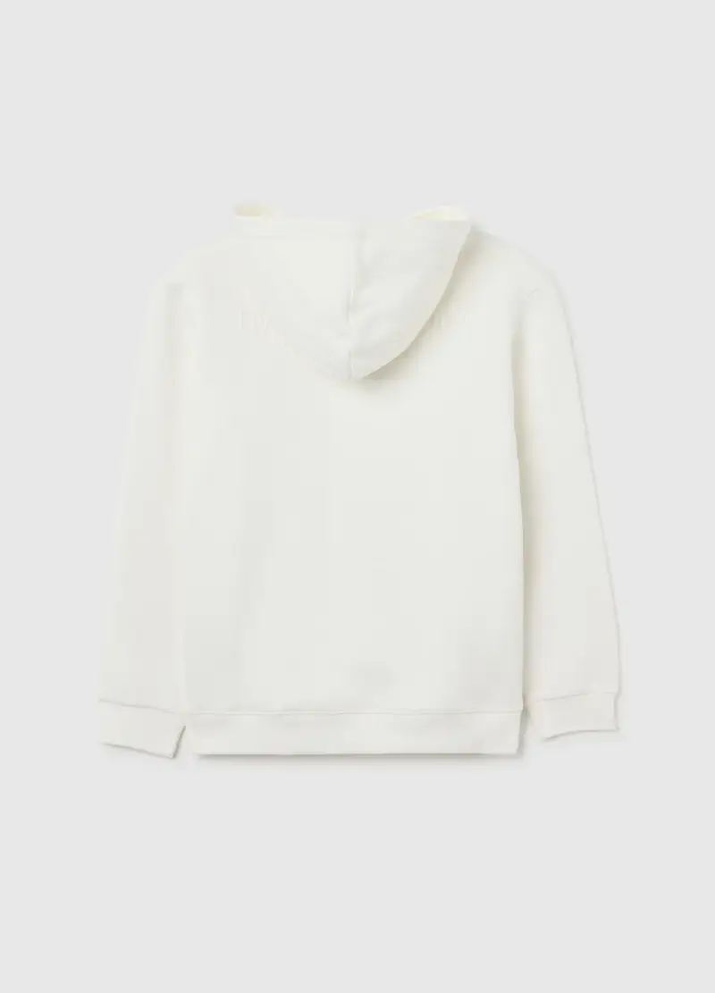 Felpa Con Cappuccio Bianca Da Ragazzo In Misto Cotone Relaxed Fit, Bambino, Bianco miniatura 2