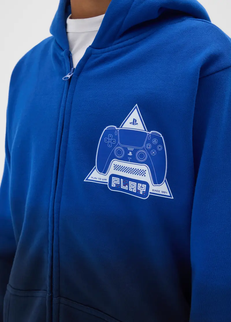 Felpa Con Cappuccio Blu Da Bambino In Misto Cotone Regular Fit, Blu miniatura 3