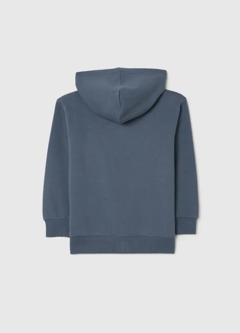 Felpa Con Cappuccio Blu Da Bambino In Puro Cotone Regular Fit, Blu miniatura 2