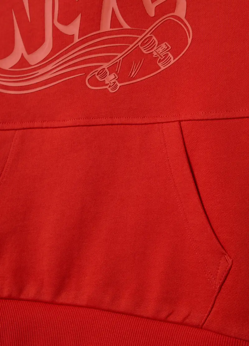 Felpa Con Cappuccio E Stampa Lettering, Bambino, Rosso miniatura 3