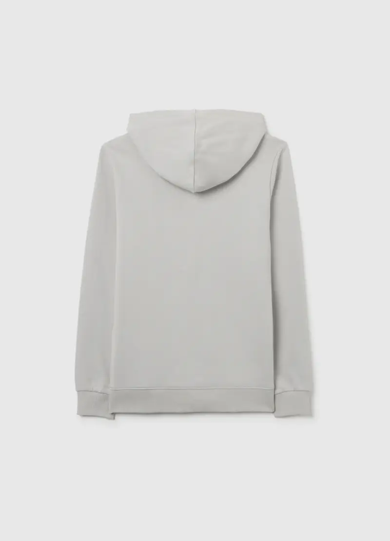 Felpa Con Cappuccio Grigia Da Ragazzo In Puro Cotone Regular Fit, Bambino, Grigio miniatura 2