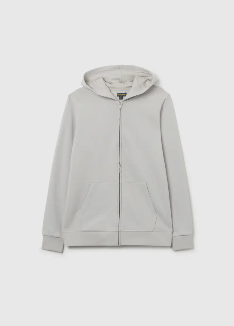 Felpa Con Cappuccio Grigia Da Ragazzo In Puro Cotone Regular Fit, Bambino, Grigio